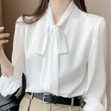 긴팔 보타이 블라우스