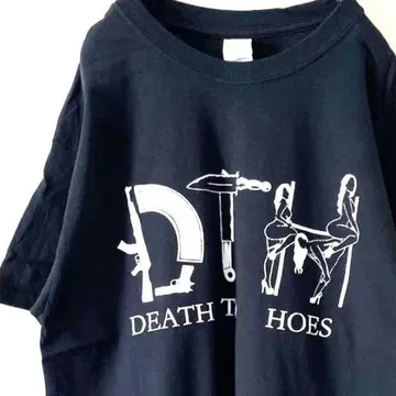 길단 DEATH TO HOES 티셔츠 블랙 구제 의류