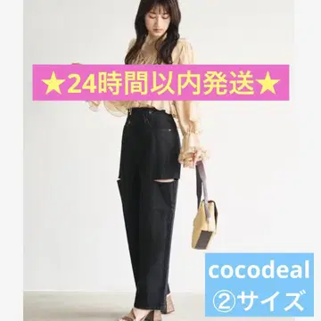 cocodeal 코코딜 허리 디자인 데님 팬츠 블랙