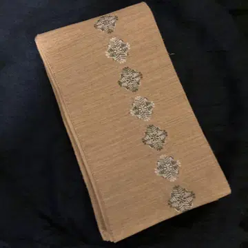 기류 직물 초목 염색 꽃무늬 자수 금 브라운 반폭 오비