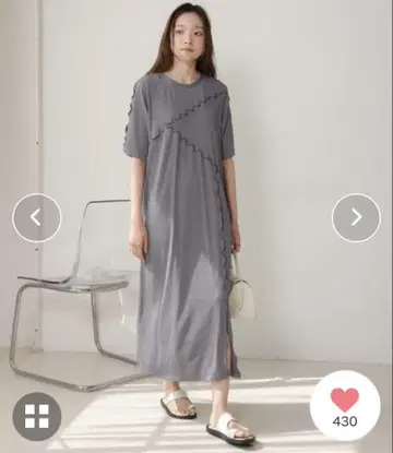 S 사이즈, 메로우 절개 스트라이프 플리츠 원피스
