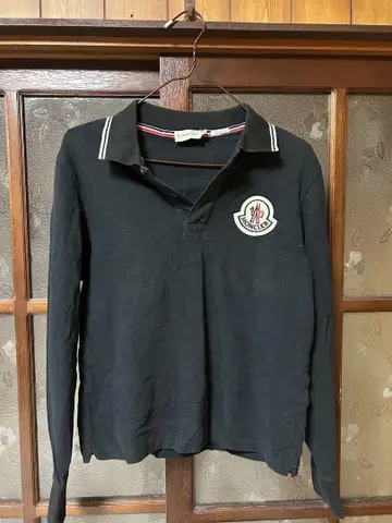 MONCLER 블랙 긴팔 피케 셔츠 슬림핏