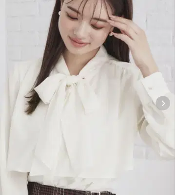 레이어드 보우타이 블라우스 [세탁기 사용 가능/이지 아이론] 화이트