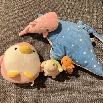 수족관 봉제인형 세트 펭귄 고래 거북이 가오리
