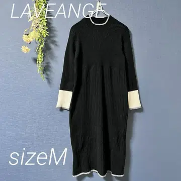 LAVEANGE [M] 배색 리브 니트 원피스 블랙 계열