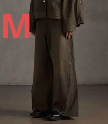[GRANCY] 지퍼 디자인 배기 데님 팬츠 브라운 M 그랑시