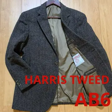 HARRIS TWEED 브라운 헤링본 테일러드 자켓 AB6