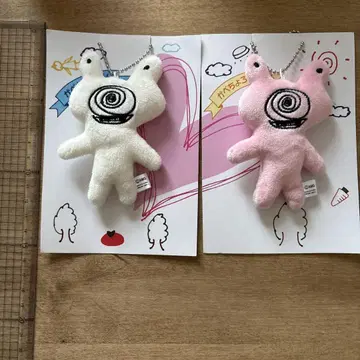 스월 무늬 봉제 인형 마스코트 화이트 핑크