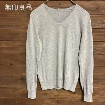 [무인양품] 그레이 V넥 긴팔 스웨터 얇은 소재 오피스 캐주얼 M