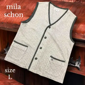 [ mila schon ] 스트라이프 배색 베스트 L 포켓 자수