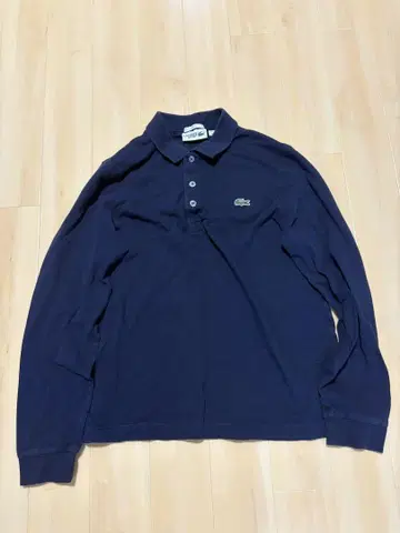 LACOSTE 네이비 피케 셔츠 슬림핏