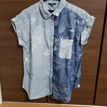 Desigual 반팔 데님 셔츠 XL 꽃무늬 블루 계열