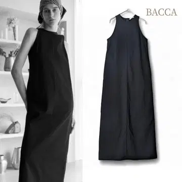 BACCA / 코튼 피케 탱크탑 드레스 블랙 36 아메슬리 맥시 기장