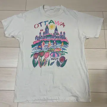 OTTAWA 컬러풀 풍경 티셔츠 싱글 스티치 80s