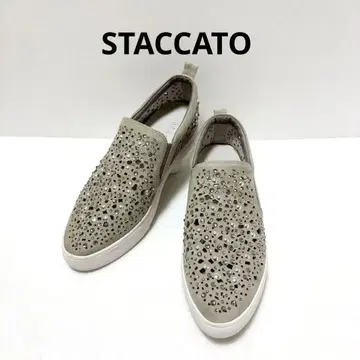 STACCATO 스태카토 비쥬 장식 가죽 슬립온 그레이 24.5