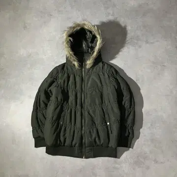 00s y2k fur padding grunge khaki jacket