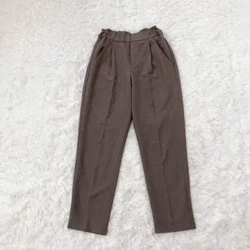 레카 슬랙스 허리밴딩 센터 프레스 테이퍼드 바지 브라운 M