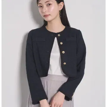 미사용 새상품 셀포드 트위드 스타일 티셔츠 자켓 네이비 36