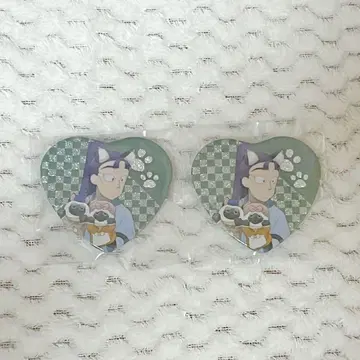 닌타마 란타로 난자타운 하트 캔뱃지 타치바나 센조 2점