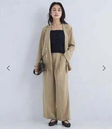 [미품] 결론 시리즈 베이지 와이드 팬츠
