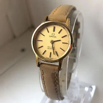 OMEGA De Ville 쿼츠 시계 가죽 벨트 작동품 빈티지