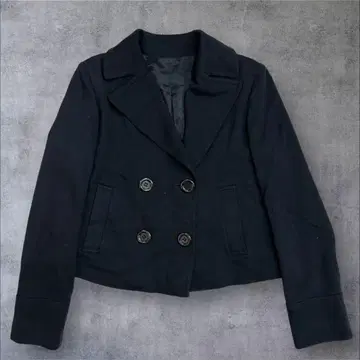 새상품급 UNIQLO P코트 숏 기장 블랙 M 캐주얼 레이온