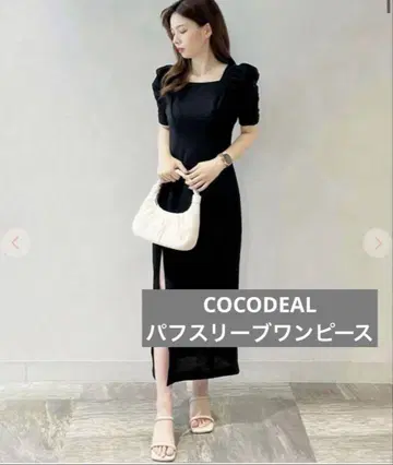 [컨디션 최상] COCODEAL 스퀘어넥 퍼프 슬리브 원피스 블랙 S