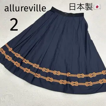 [새상품급] allureville 자수 코튼 플리츠 플레어 스커트 2 M