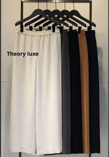 Theory luxe 워셔블 더블 스티치 와이드 팬츠