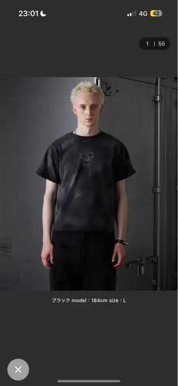 [ GRANCY ] M 스컬 큐빅 디자인 t셔츠 블랙