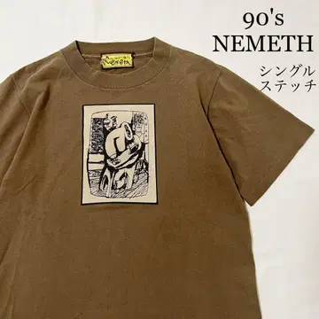 Nemeth 크리스토퍼 네메스 아트 T셔츠 브라운 싱글 스티치