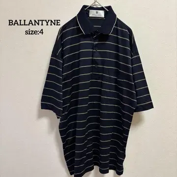 BALLANTYNE 네이비 골드 스트라이프 피케 셔츠 사이즈 4