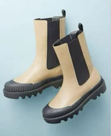 UNITED ARROWS 통굽 사이드 고어 부츠 베이지 25cm