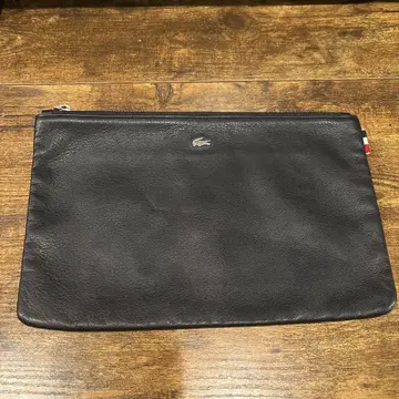 LACOSTE 라코스테 DOUX 소프트 레더 클러치 파우치 블랙