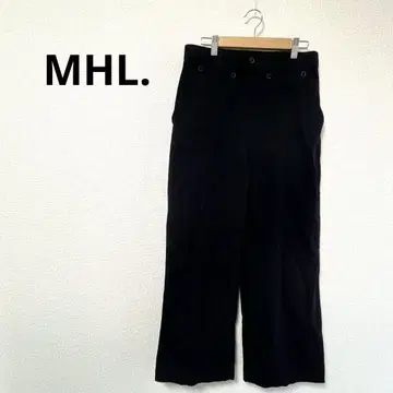 MHL. 마가렛호웰 블랙 하이웨스트 와이드 팬츠 모 100%