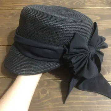 블랙 리본 스트로우 햇