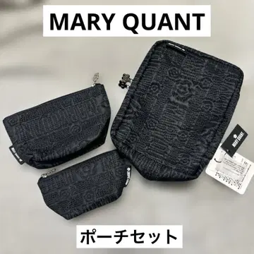 택 포함 새상품 MARY QUANT 마리쿠와 블랙 파우치 세트 퀼팅