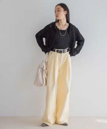 JEANASIS 컬러 턱 데님 와이드 팬츠