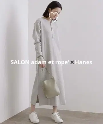 긴팔 롱 원피스 SALON adam et rope' 콜라보 Hanes