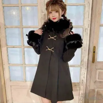 MA*RS 퍼 더플 코트 블랙