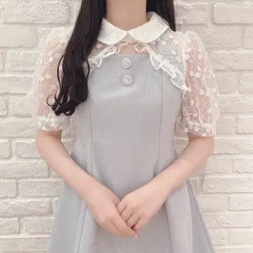 evelyn 에블린 초커 비쥬 OP 원피스 레이스 x 아이스 그레이