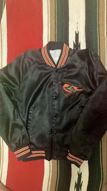 1980년대 볼티모어 오리올스 나일론 새틴 바시티 자켓 MLB