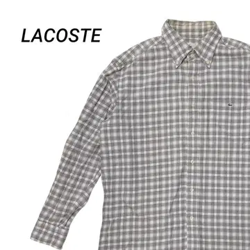 LACOSTE 체크 무늬 긴팔 셔츠 남성용 4 (L 상당) 루즈한 사이즈