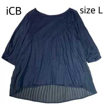 [ size L ] iCB 백 플리츠 블라우스 네이비 7부 소매