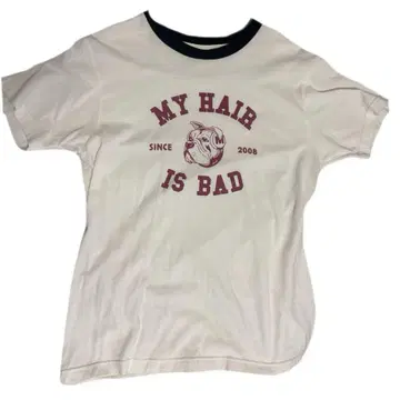 My Hair is Bad 불독 칼리지 링거 티셔츠 M 사이즈