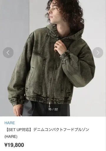 HARE 데님 컴팩트 후드 블루종
