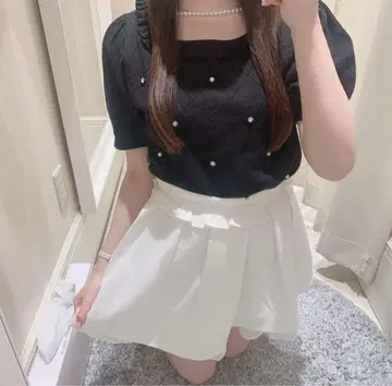 evelyn 포인트 비쥬 펄 니트 블랙