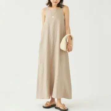 Plage 민소매 롱 멜빵 바지 베이지