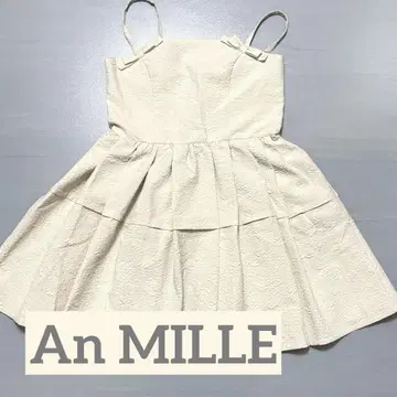 An MILLE 자카드 슬리브리스 미니 원피스 크림색