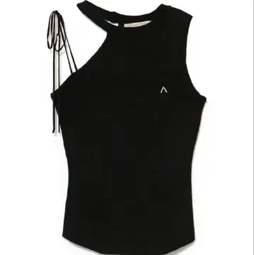 andmary Angie ribbon tank Black